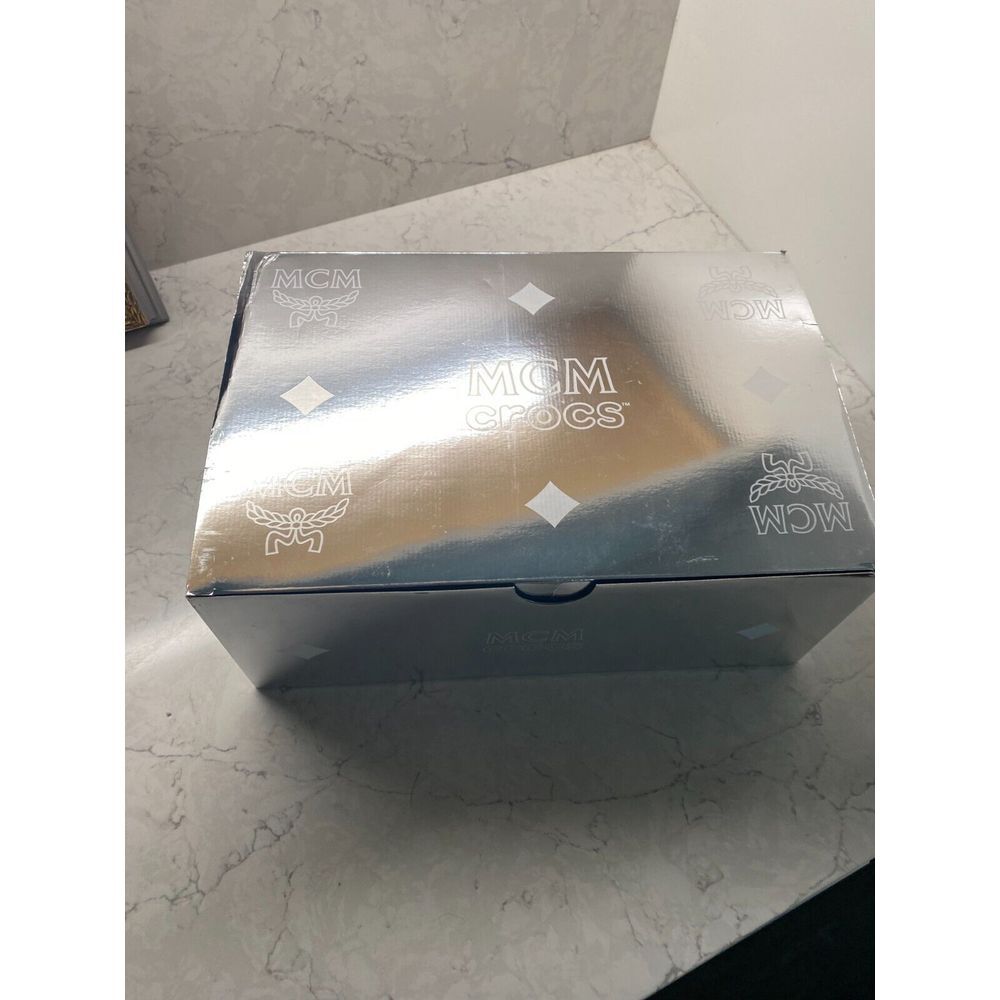 MCM Crocs Calab Silver Cardboard‎ Storage Shoes Empty Box - L 13.5" H 5.5" W 9"